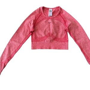 Gymshark Heathered Red Long Sleeve Crop Top